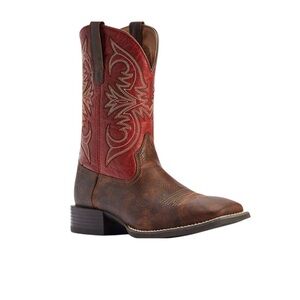 Ariat Mens Sport Pardner Western Cowboy Boot Leather Red Brown Size 9 NWOB